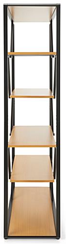 Geometric floor shelf with powder-coated steel construct