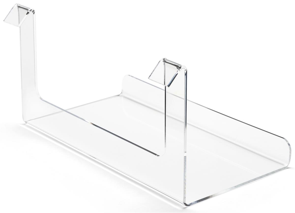 Acrylic Display Shelf Flat Clear J, Gridwall Display Shelving