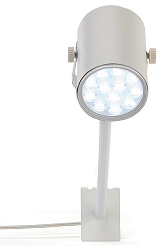 Gridwall display light with adjustable pole length ranging from 20 to 30 inches