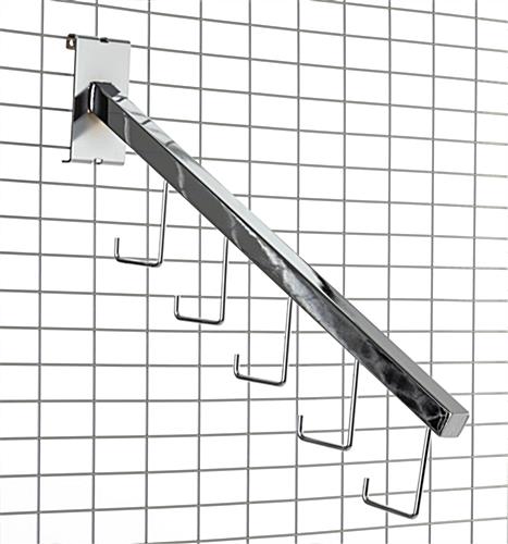 Steel gridwall waterfall hook in chrome finish