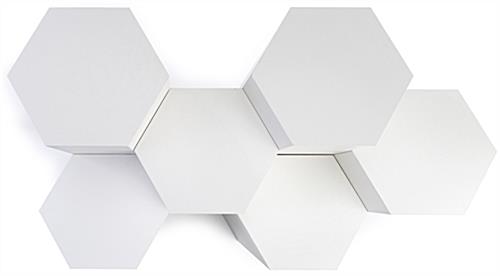 Set of 3 hexagonal gallery pedestals with flat sides