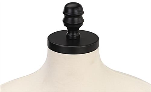 Male sewing bust with wheels and finial neck cap design in matte black 