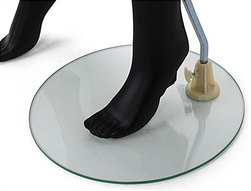 Adult female headless mannequin with weighted glass base and adjustable propping rods 
