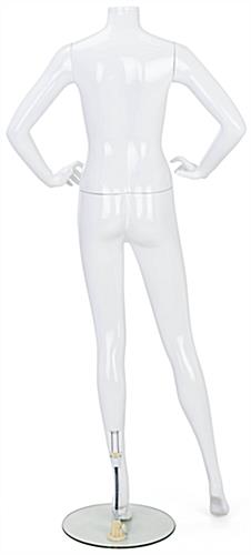 Headless abstract female mannequin includes calf and heel rod propping options 