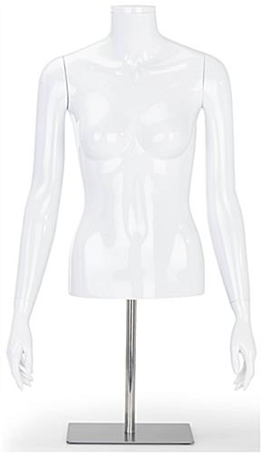 Headless female mannequin torso with flat neck cap 