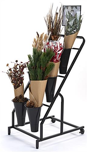 Flower bucket display stand made of iron and PVC