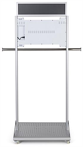 Mobile garment rack with digital sign with built in speakers