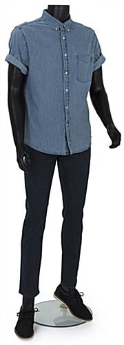 Headless male fashion dummy with recyclable plastic construction 