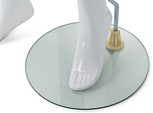 Headless abstract male mannequin with clear tempered glass base 