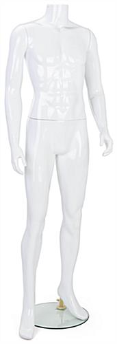 Headless abstract male mannequin with glossy white finish 