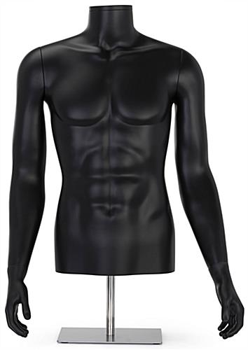 Mature male half-body mannequin with muscular torso design 
