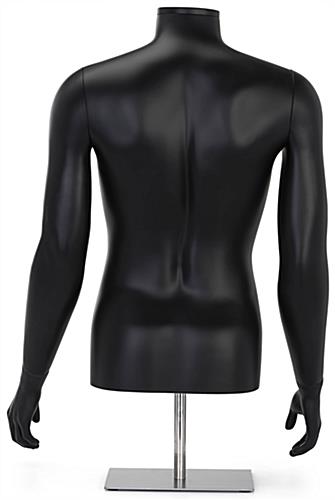 BLACK Glossy Torso MTH dress form with Arms Headless Male Mannequin torso 