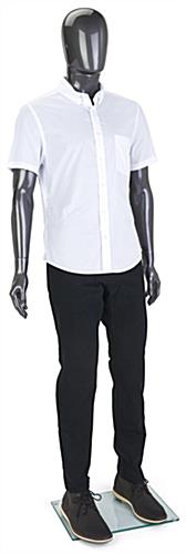 Glossy full body male mannequin with recyclable polypropylene construction