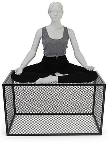 Expanded metal display base with overall height of 20 inches