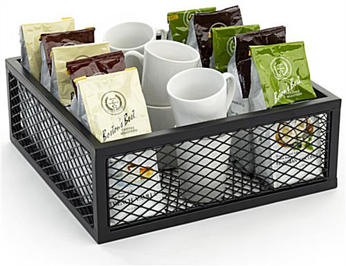 Iron mesh cube storage riser with hollow bottom