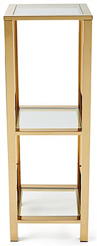 Narrow etagere with glass shelves overall height of 46 inches
