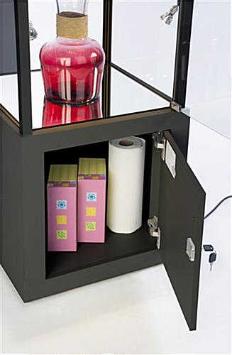 Black Tower Showcase with Bottom Storage