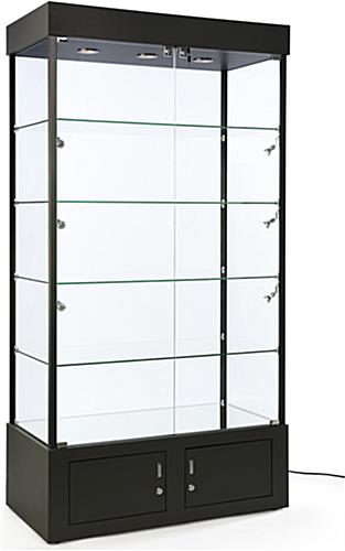 Black Display Tower w/ Base Storage | Curio Cabinet for Retail