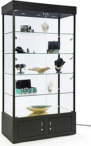 Black Display Case with Mirrored Bottom | Bottom Storage