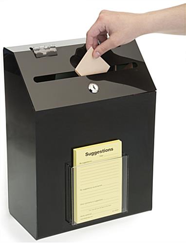 Black Recycled Acrylic Suggestion Box with wall mounting design
