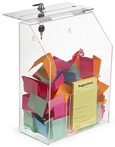 Clear Suggestion Box with 1 Pocket & Ballot Slot