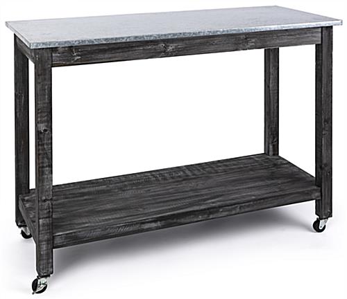 Mobile rustic utility cart with galvanized table top