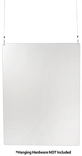 Hanging acrylic sneeze shield with hanging placement style