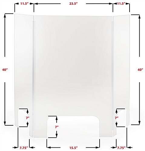 Acrylic countertop cashier shield with 3 transaction slots