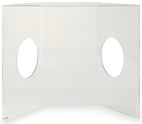 Clear acrylic testing shield with armholes and tabletop placement style 