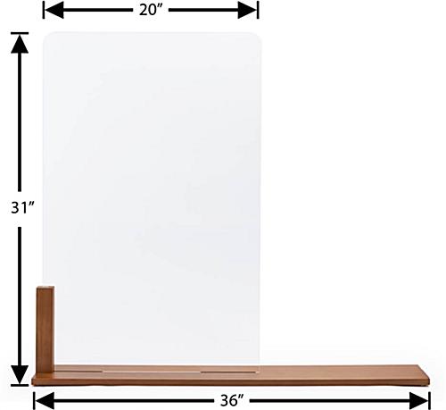 Wood framed vertical hygiene barrier with overall width of 36 inches