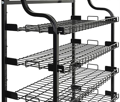 Curbside pickup wire shelf with flat leveled shelves