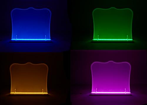 Illuminated countertop acrylic barrier with color-changing LED lights