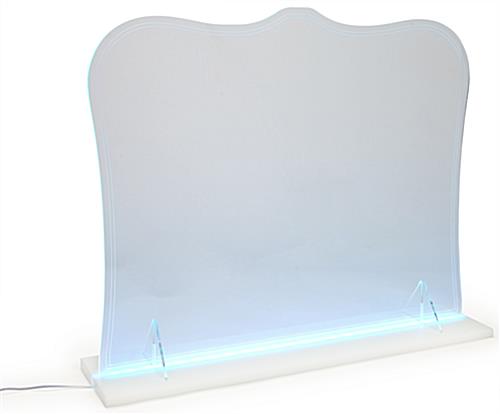 Illuminated countertop acrylic barrier with LED illumination