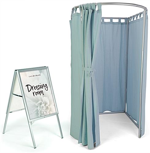Portable dressing room with overall depth of 60 inches