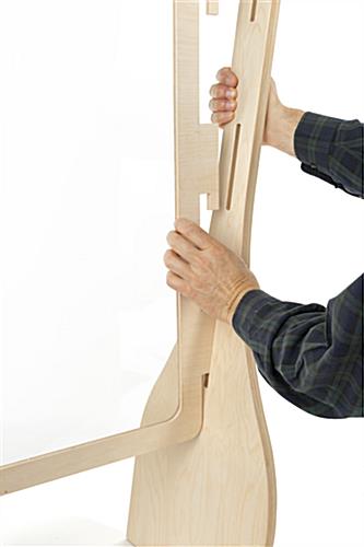 Upscale wood-framed sneeze guard with no tool assembly 