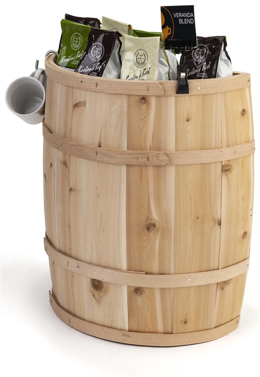 Split Half Barrel Display Made of Durable Cedar Wood