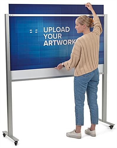 Multi-dispenser sanitizer stand with graphics and outdoor rated locking caster wheels
