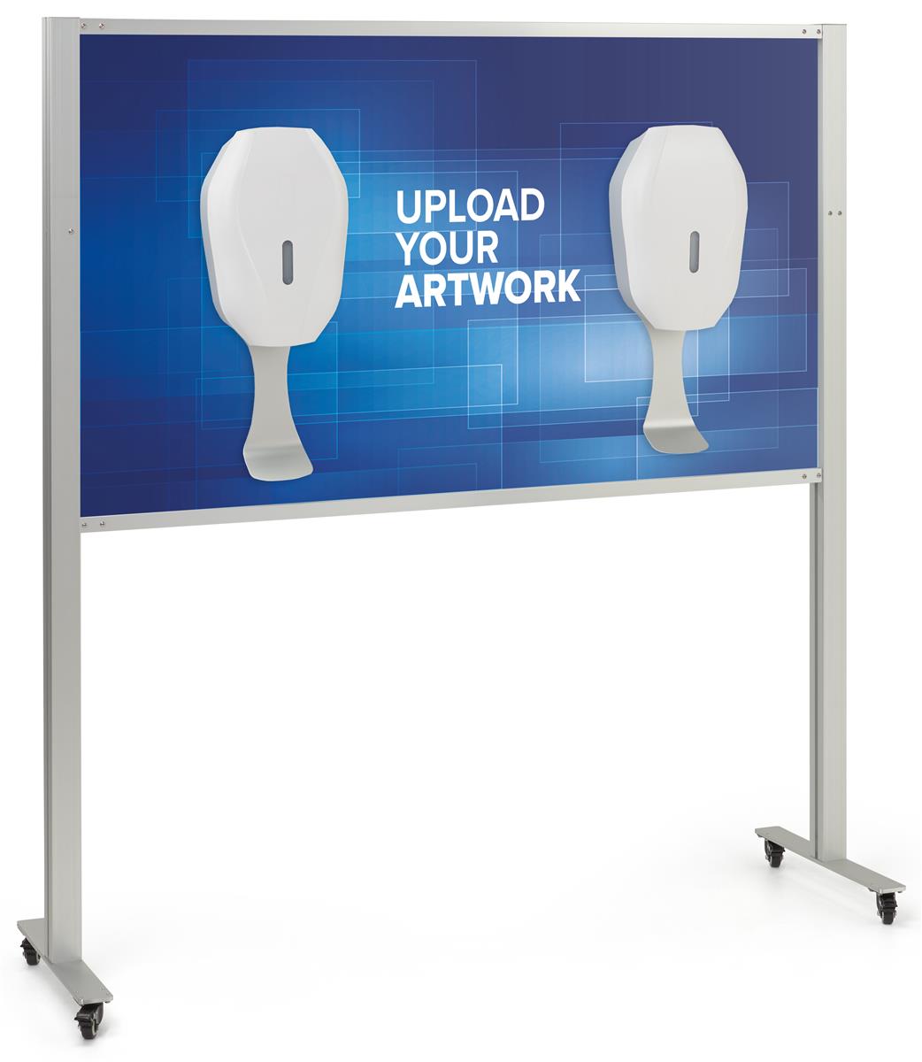 Multi-dispenser sanitizer stand with graphics on styrene substrate