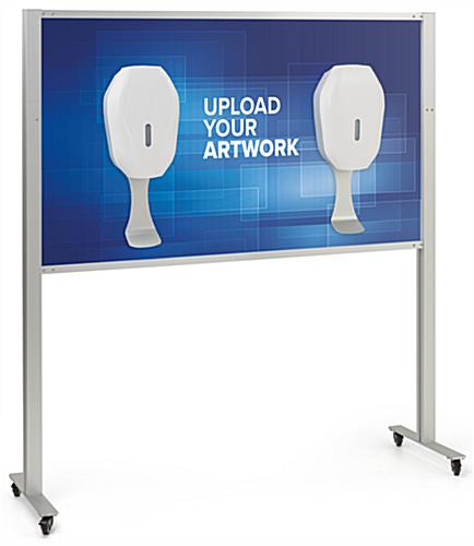 Multi-dispenser sanitizer stand with graphics and durable aluminum frame