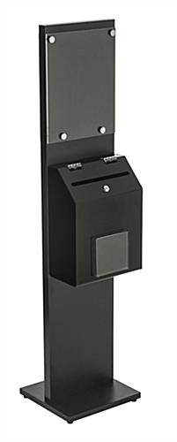 Double-Sided Black Literature Stand with Ballot Box