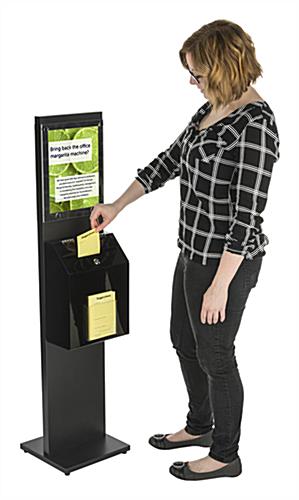 Lockable Black Literature Stand with Ballot Box