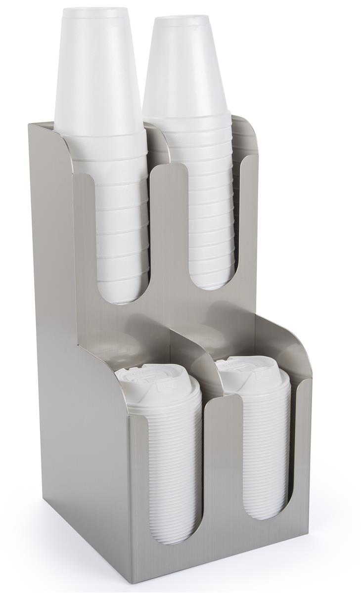 Coffee Cup And Lid Holder Stainless Steel TwoTiered Design