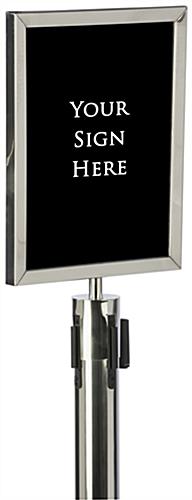 Silver 11” x 14” Stanchion Sign Holder with Thick PVC Backer
