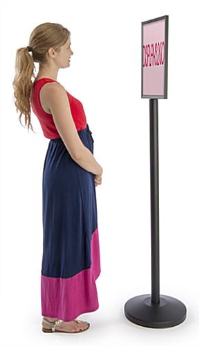 Black Stanchion with Sign Holder 
