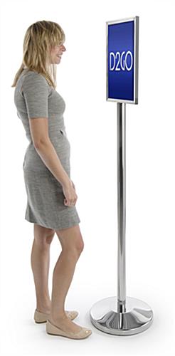 Chrome Stanchion with Sign Holder