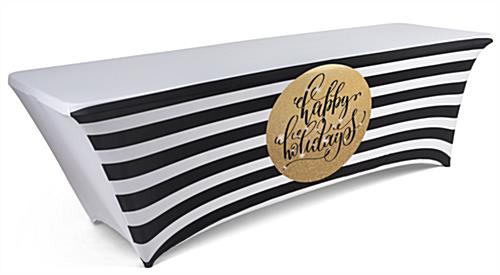 happy holiday stretch polyester table cover with upscale design