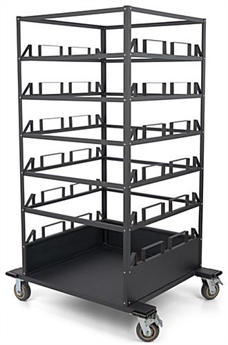 Stanchion Cart for 18 Posts with Locking Casters, Bumpers, Padding - Black