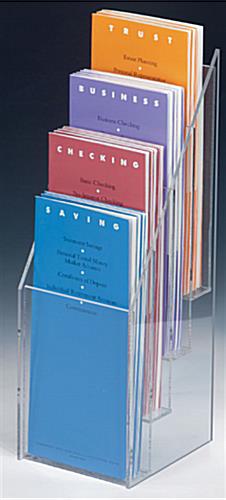 4 Pocket Tiered Acrylic Brochure Racks For 4" Brochures