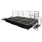 Complete Event Stage Kit - Three Platforms, Ramp, Stairs with Two Steps, Railings, and Black Skirts