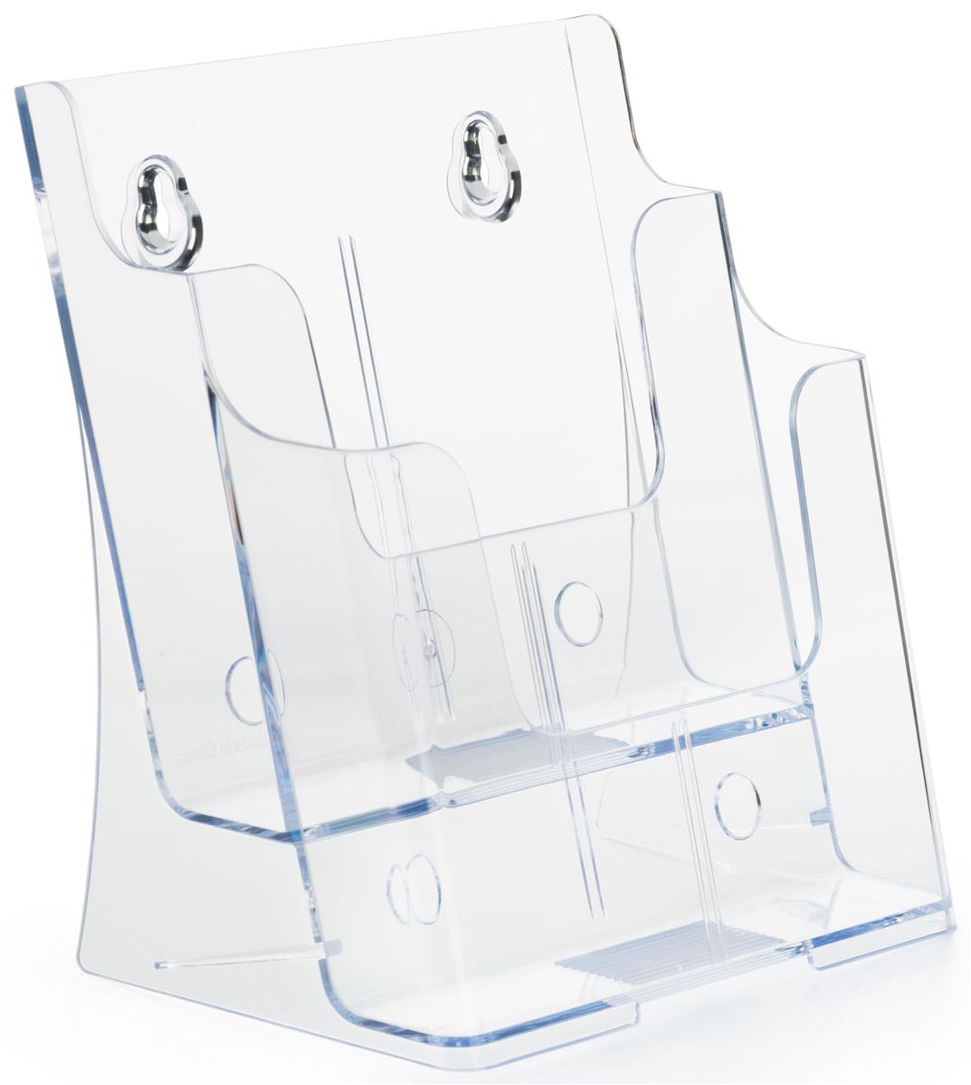 6.5x8 Clear Brochure Holder | Plastic with Angled Pockets